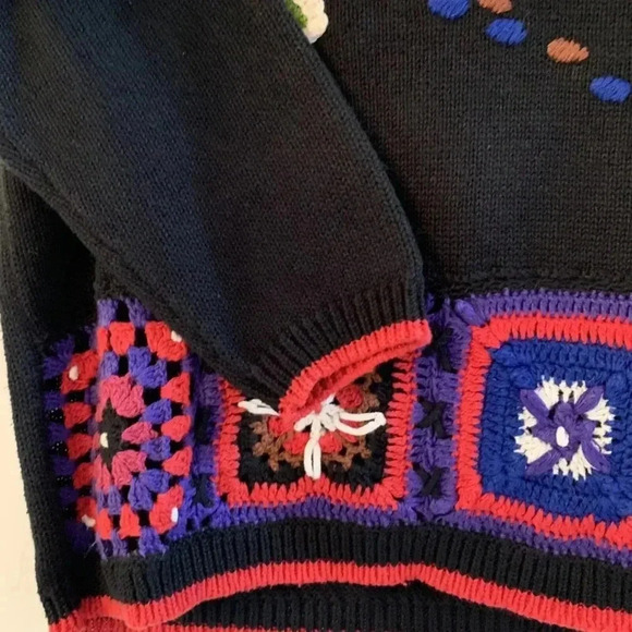 VTG BELLEPOINTE SWEATER Granny Square Crochet GIRLS SZ M /10 Gingerbread NOS - Picture 9 of 9